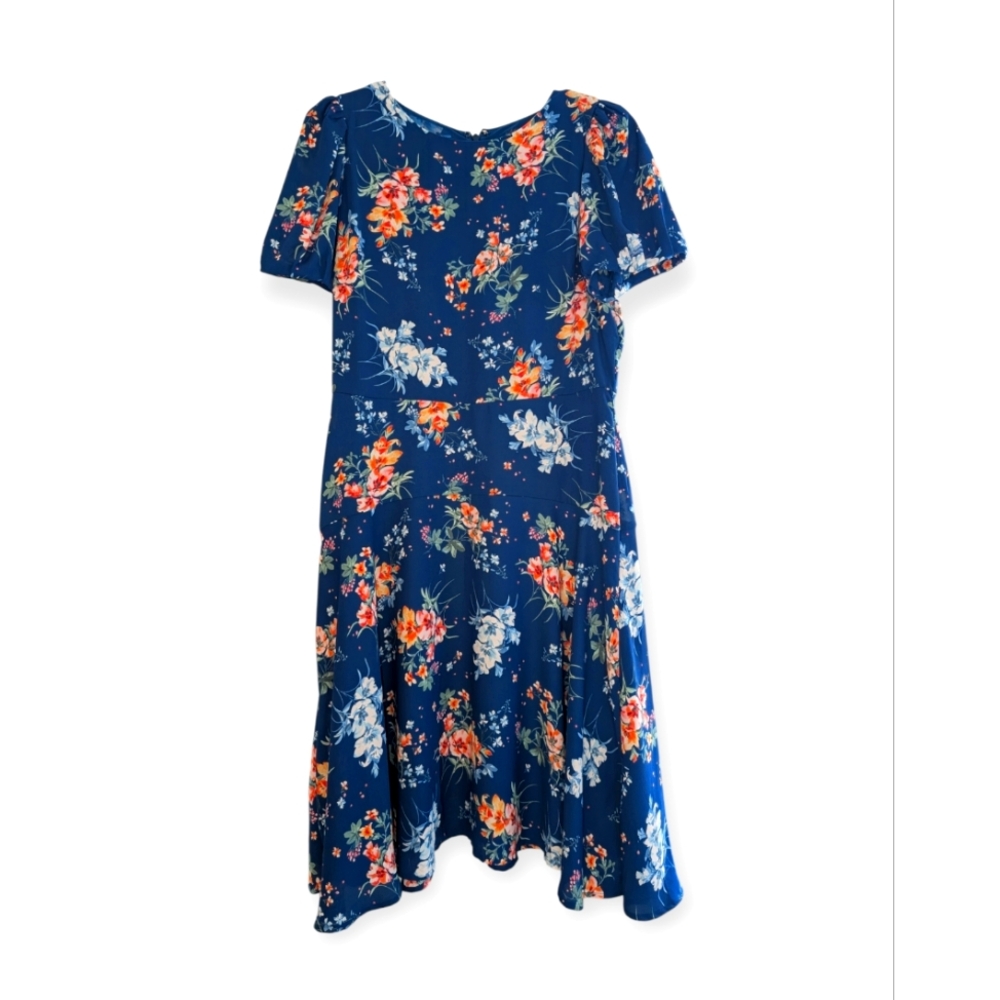 NWT Ann Taylor Loft Blue Floral Dress Short Sleeve - 6p Petite